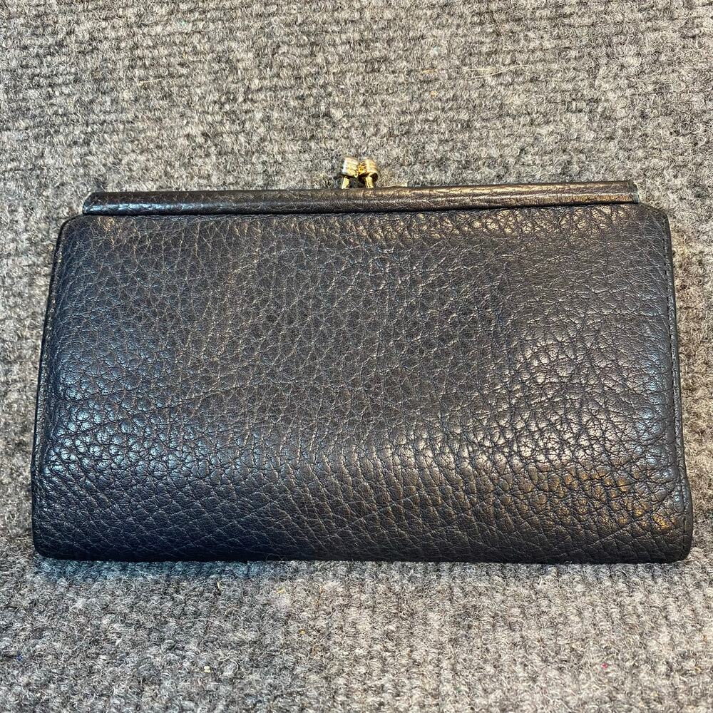 Vintage Dooney Bourke All Weather Leather Checkbook Organizer Wallet Black Brown - Picture 2 of 8